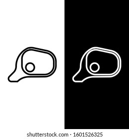 Set line Car mirror icon isolated on black and white background.  Vector Illustration