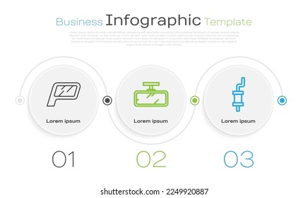 Ajuste el espejo de línea Car, el espejo Car y el silenciador Car. Plantilla de infografía empresarial. Vector
