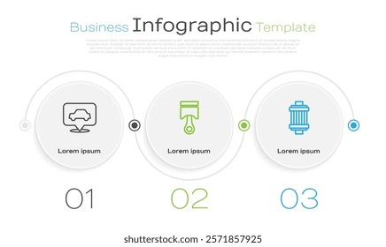 Set line Car service, Engine piston and air filter. Business infographic template. Vector