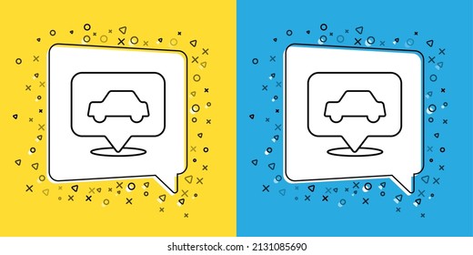 Set line Car service icon isolated on yellow and blue background. Auto mechanic service. Repair service auto mechanic. Maintenance sign.  Vector
