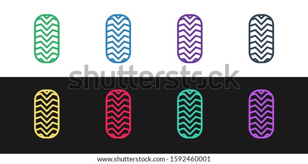 Set line Car tire icon isolated on black and\
white background.  Vector\
Illustration