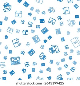 Set line Car wash, Auto service check automotive and battery on seamless pattern. Vector