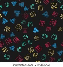 Set line Cardboard box with traffic, Location cardboard, Delivery package umbrella and  on seamless pattern. Vector