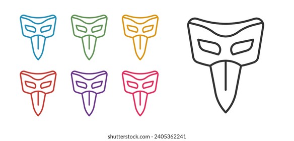 Set line Carnival mask icon isolated on white background. Masquerade party mask. Set icons colorful. Vector