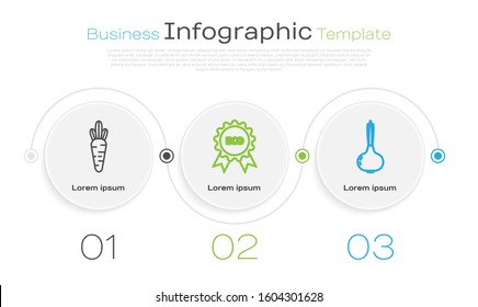 Set line Carrot, Banner, label, tag, logo for eco and Onion. Business infographic template. Vector
