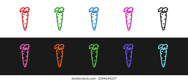 Set line Carrot icon isolated on black and white background.  Vector