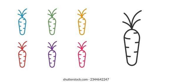 Set line Carrot icon isolated on white background. Set icons colorful. Vector