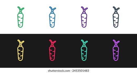 Set line Carrot icon isolated on black and white background.  Vector