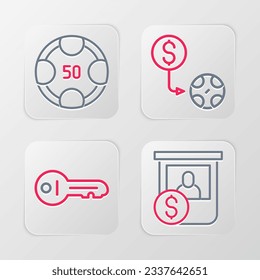Ponga en línea el intercambio de fichas del Casino, la llave antigua y el icono. Vector