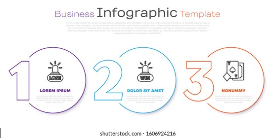 Set line Casino losing, Casino win and Playing card with spades. Business infographic template. Vector