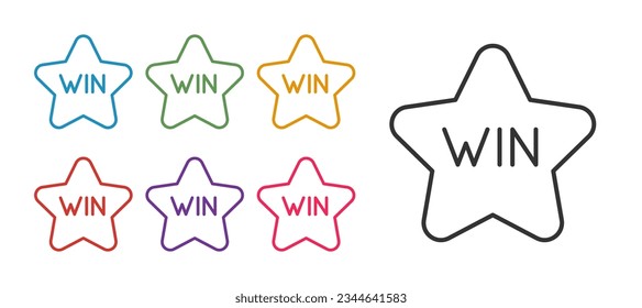 Set line Casino win Symbol einzeln auf weißem Hintergrund. Stellen Sie die Symbole bunt ein. Vektorgrafik