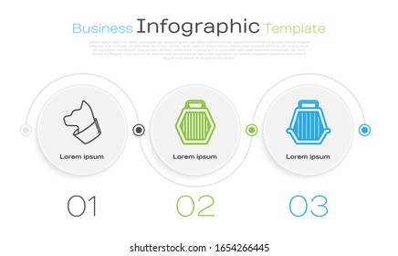 Set line Cat, Pet carry case and Pet carry case. Business infographic template. Vector
