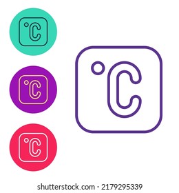 Set line Celsius icon isolated on white background. Set icons colorful. Vector