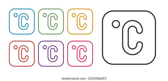 Set line Celsius icon isolated on white background. Set icons colorful. Vector