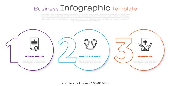Set line Certificate template, Handcuffs and Oath on the Holy Bible. Business infographic template. Vector