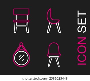 Set line Chair, Mirror, Armchair and  icon. Vector