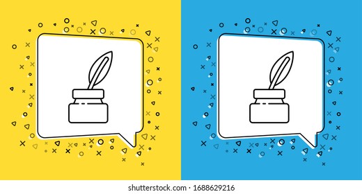 Ajuste la línea Icono de cartón aislado en fondo amarillo y azul. Cartel de la pizarra escolar. Ilustración vectorial