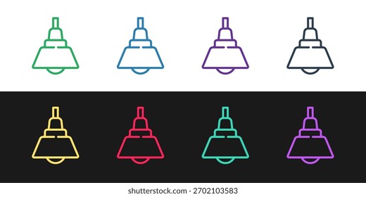Conjunto de línea icono de la lámpara aislado en fondo blanco y negro.  Vector