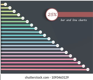 Set line chart percentage flow diagrams, pie chart for Your documents, reports, presentations for,infographic, 0 5 10 15 20 25 30 35 40 45 50 55 60 65 70 75 80 85 90 95 100 percent.Vector illustration