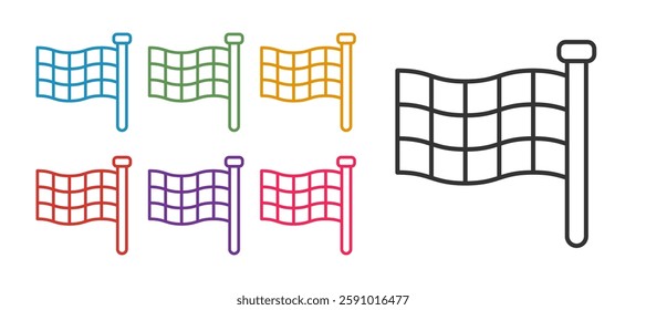 Set line Checkered flag icon isolated on white background. Racing flag. Set icons colorful. Vector