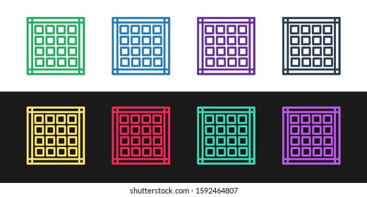 Set line Checkered napkin icon isolated on black and white background.  Vector Illustration