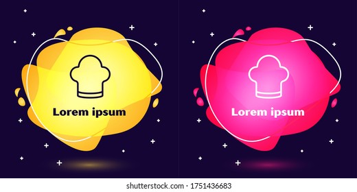 Set line Chef hat icon isolated on blue background. Cooking symbol. Cooks hat. Abstract banner with liquid shapes. Vector