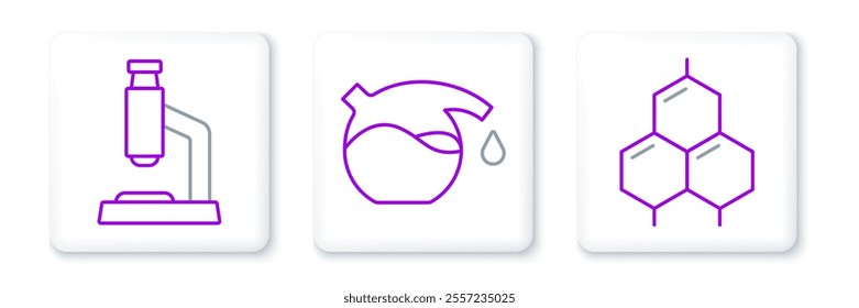 Set line Chemical formula, Microscope and Test tube icon. Vector