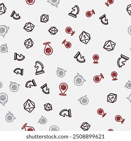 Set line Chess, Game dice,  and  on seamless pattern. Vector