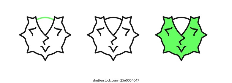 Set line Chestnut icon isolated on white background. Barbed and strong chestnut.  Vector