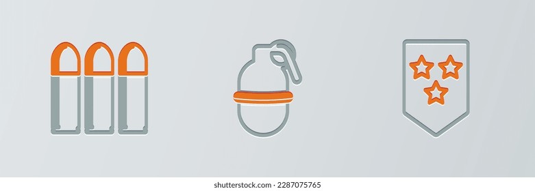 Indique la línea Chevron, Bullet y grenade. Vector