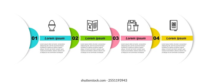 Set line Chicken egg on stand, Restaurant cafe menu, Online ordering delivery and . Business infographic template. Vector