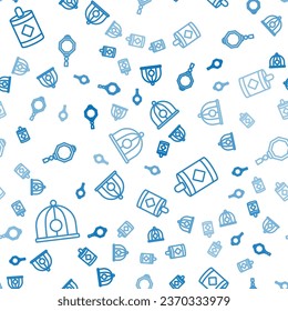 Set line Chinese hat, Firework and Chinese paper lantern on seamless pattern. Vector