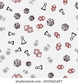 Setzen Sie den Strichcode für Brettspiel, Spielwürfel und auf nahtlose Muster. Vektorgrafik