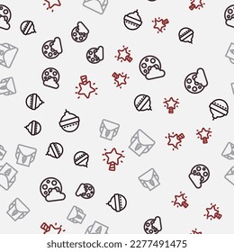 Set line Christmas ball, night, Envelope and star on seamless pattern. Vector