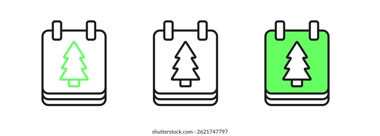 Set line Christmas day calendar icon isolated on white background. Event reminder symbol. Merry Christmas and Happy New Year.  Vector