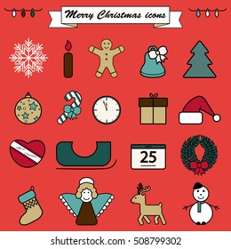 Set of line Christmas icons isolated