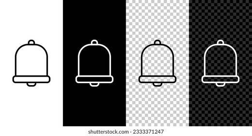 Set line Church bell icon isolated on black and white background. Alarm symbol, service bell, handbell sign, notification symbol.  Vector Illustration