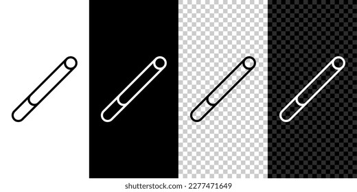 Set line Cigarette icon isolated on black and white, transparent background. Tobacco sign. Smoking symbol.  Vector