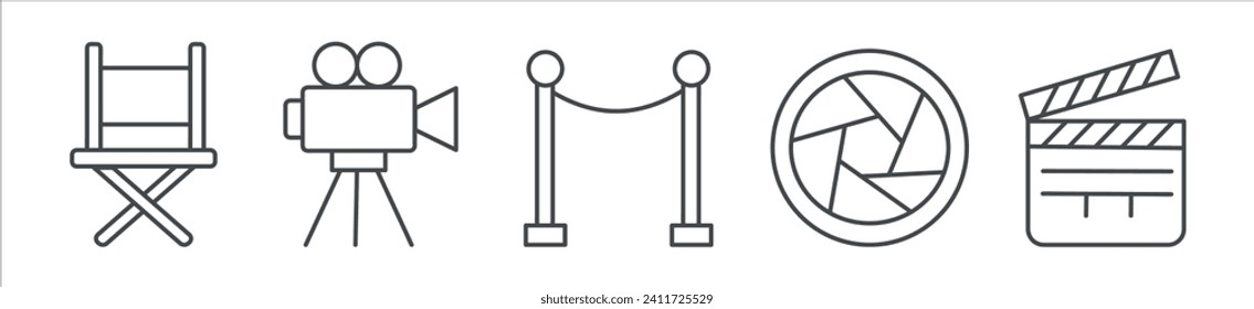 set of line cinema and filming icons 
