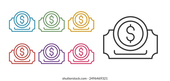 Set line Cinema ticket icon isolated on white background. Set icons colorful. Vector