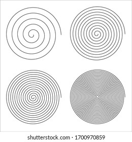 Set of line in circle form. Isolated thin line spiral goes to edge of canvas. Vector illustration