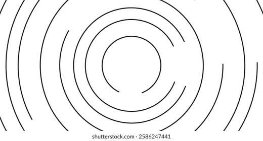 Set of line in circle form. Isolated thin line spiral goes to edge of canvas. 