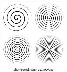 Set of line in circle form. Single ribbon spiral goes to edge of canvas