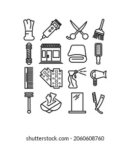 Set line Classic Barber shop pole,Blade razor icon.