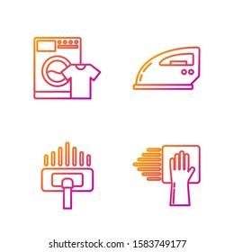 Set line Cleaning service , Vacuum cleaner, Washer and t-shirt  and Electric iron . Gradient color icons. Vector
