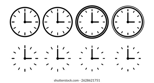 Set of line clock icons