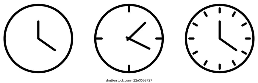 Juego de iconos de reloj de línea. Símbolo de tiempo. Ilustración del vector aislada en fondo blanco