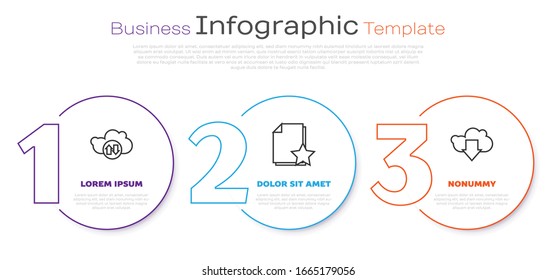 Set line Cloud download and upload, Document with star and Cloud download. Business infographic template. Vector