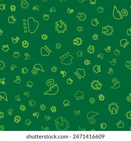 Set line Cloud with rain, Smoking pipe and London eye on seamless pattern. Vector