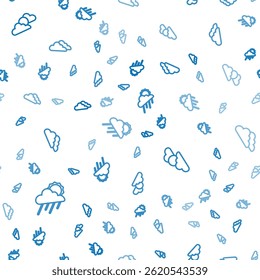 Set line Cloud with rain and sun, Sun cloud weather and  on seamless pattern. Vector